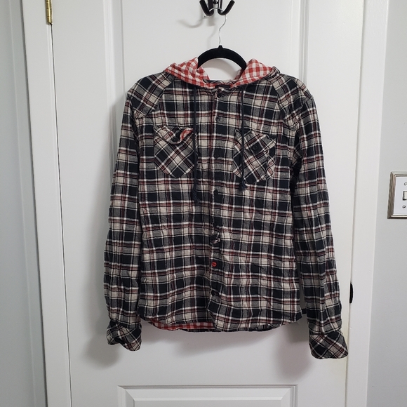 Insight Tops - INSIGHT Plaid Hooded Shirt